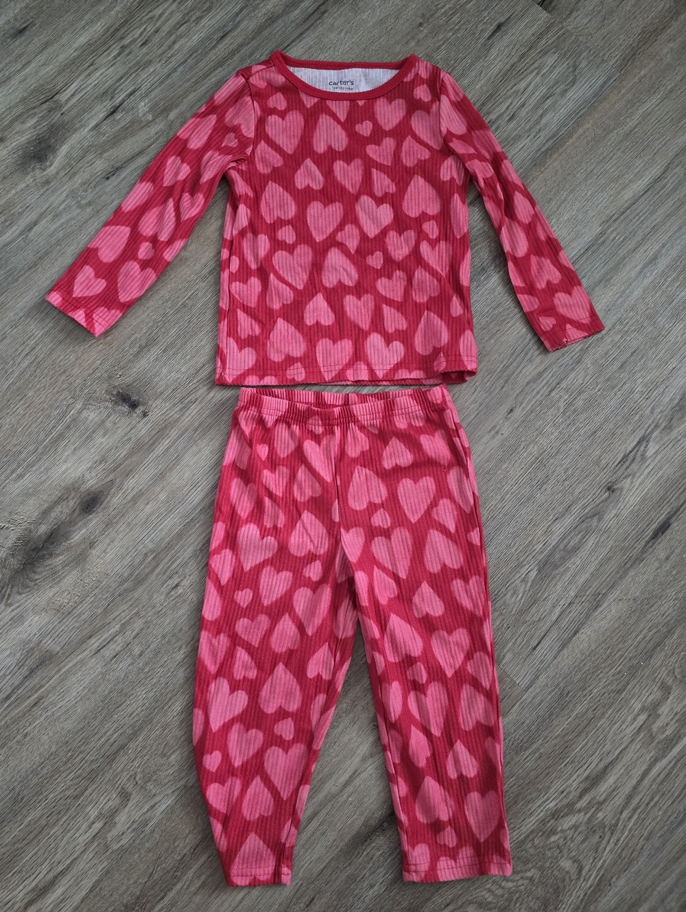 Carter's Just One You Pink Heart-Print Kids Pajama Set - Long Sleeve Two-Piece